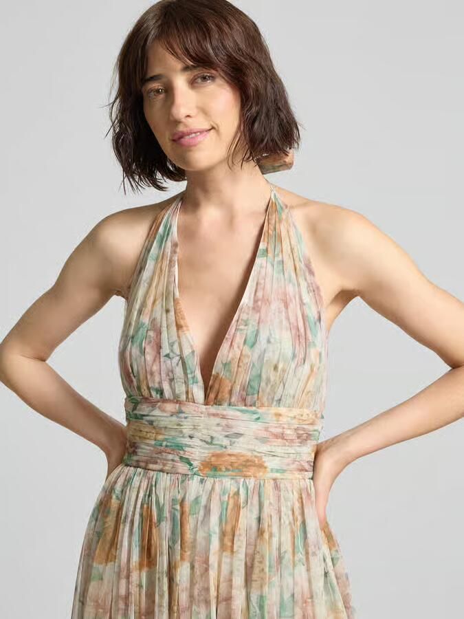 Lace & Beads cocktailjurk met halter en vetersluiting