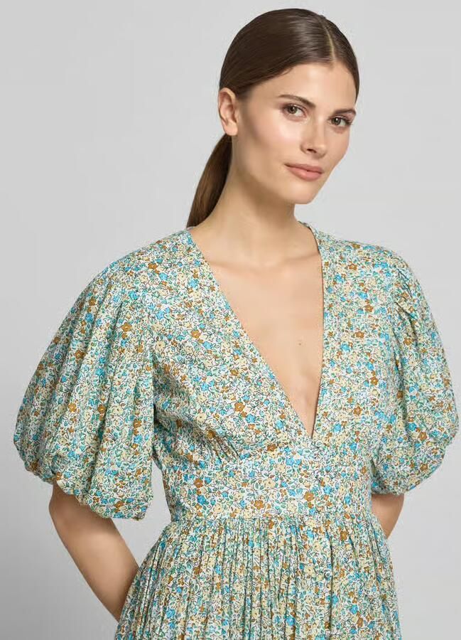 Lace & Beads Cocktailjurk met V-hals en pofmouwen
