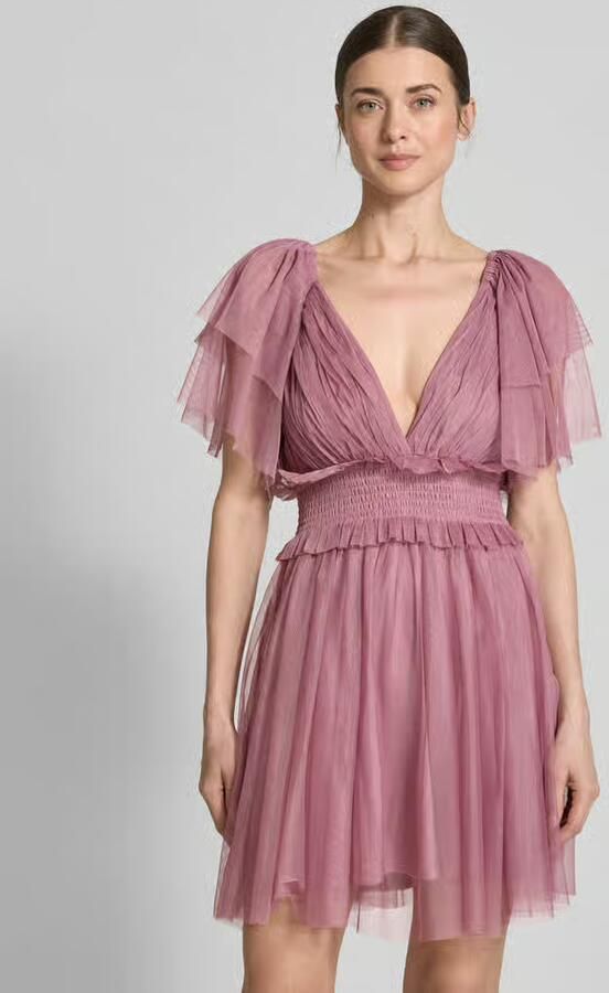 Lace & Beads Cocktailjurk met V-hals en tailleband - Foto 2