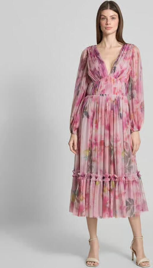Lace & Beads Cocktailjurk met V-hals - Foto 3