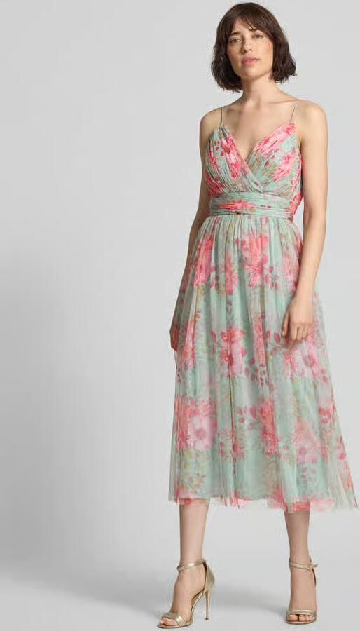 Lace & Beads cocktailjurk van mesh met tailleband - Foto 2