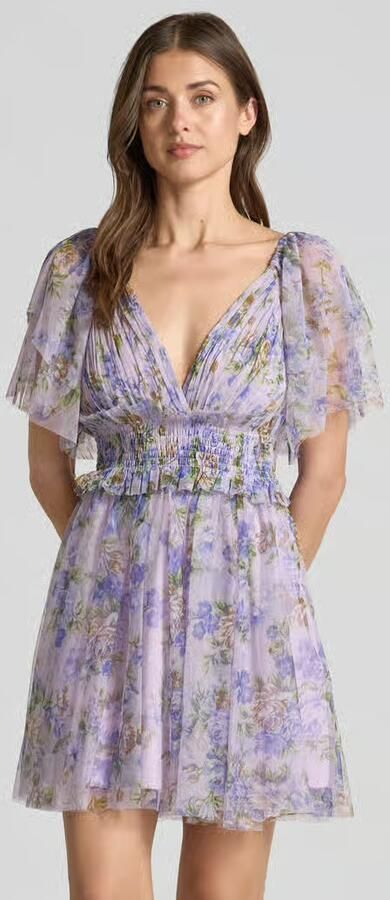 Lace & Beads cocktailjurk van mesh met V-hals - Foto 4