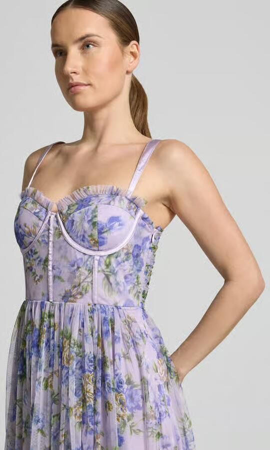Lace & Beads Cocktailjurk van tule in allover-look