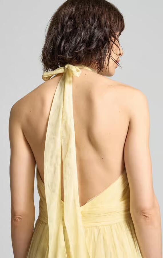 Lace & Beads halter-cocktailjurk met tailleband