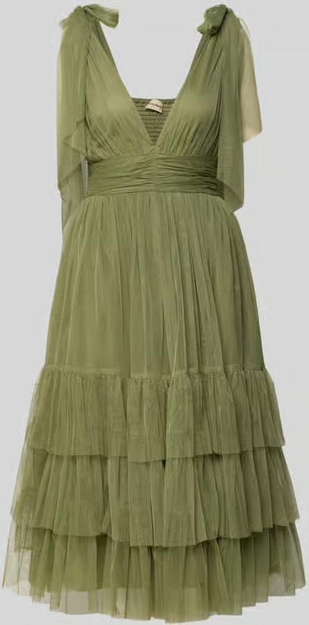 Lace & Beads Knie-lange jurk met ruches - Foto 2