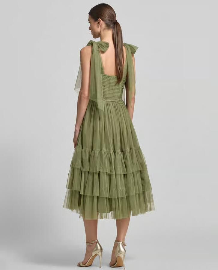 Lace & Beads Knie-lange jurk met ruches
