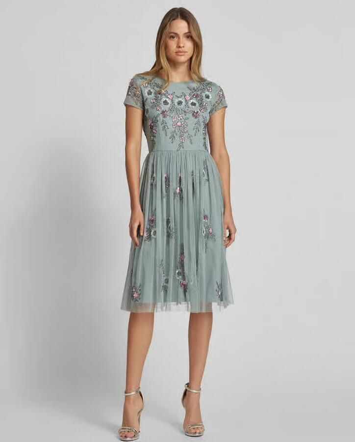 Lace & Beads Knielange cocktailjurk met pailletten - Foto 2