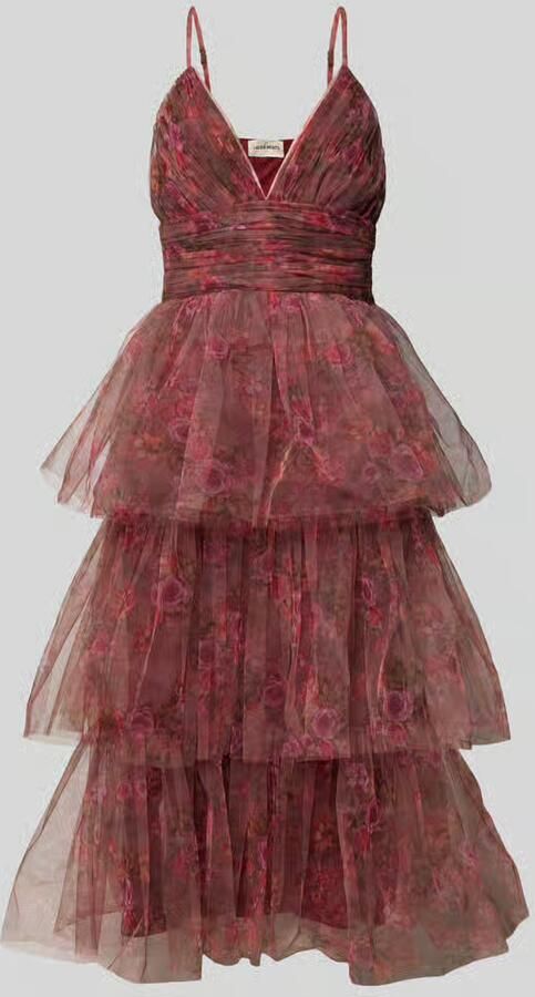 Lace & Beads Knielange cocktailjurk met volants