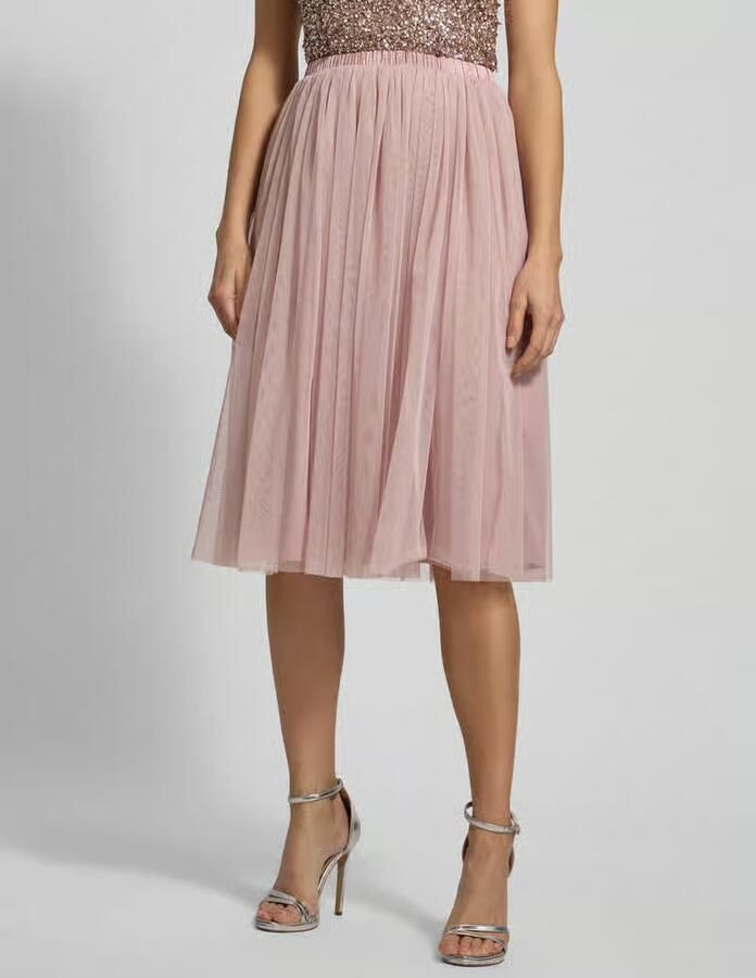 Lace & Beads Knielange rok met plissévouwen - Foto 3