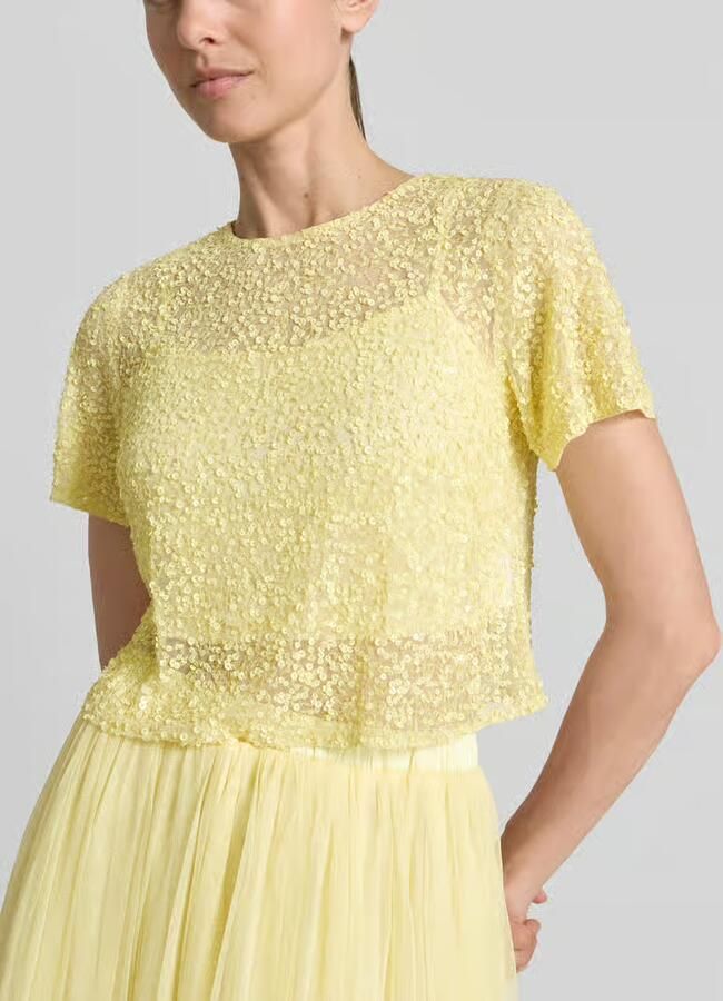 Lace & Beads 'Kort T-shirt met pailletten' - Foto 2