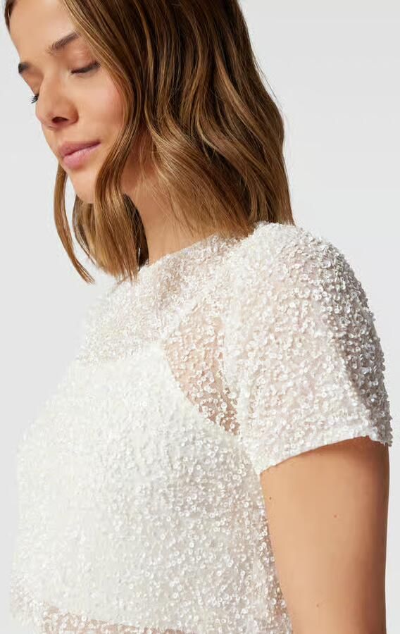 Lace & Beads Kort T-shirt met strass-steentjes - Foto 2