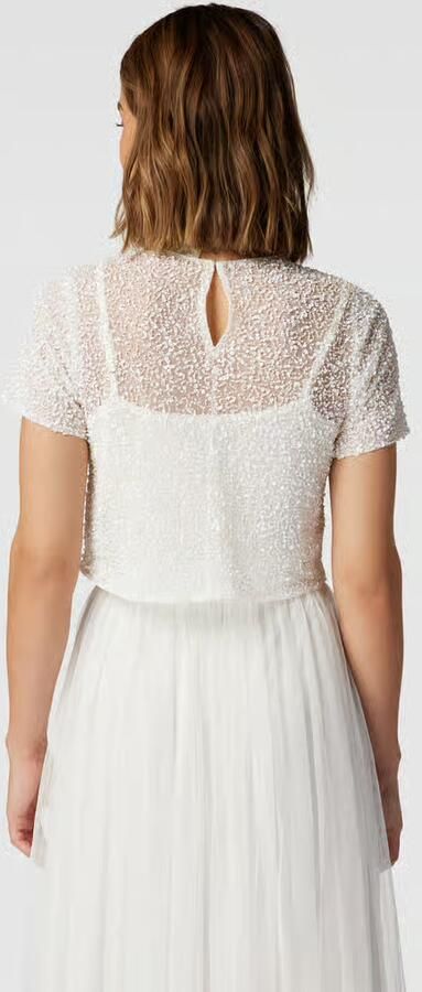 Lace & Beads Kort T-shirt met strass-steentjes - Foto 5