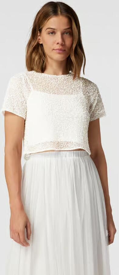 Lace & Beads Kort T-shirt met strass-steentjes - Foto 4