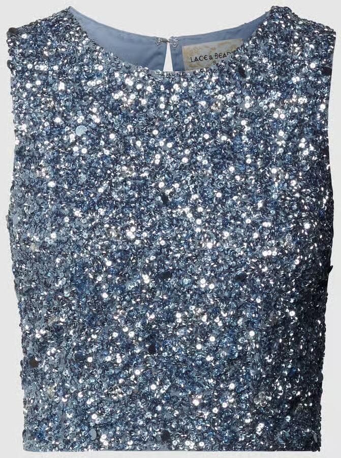 Lace & Beads Korte top met pailletten - Foto 2