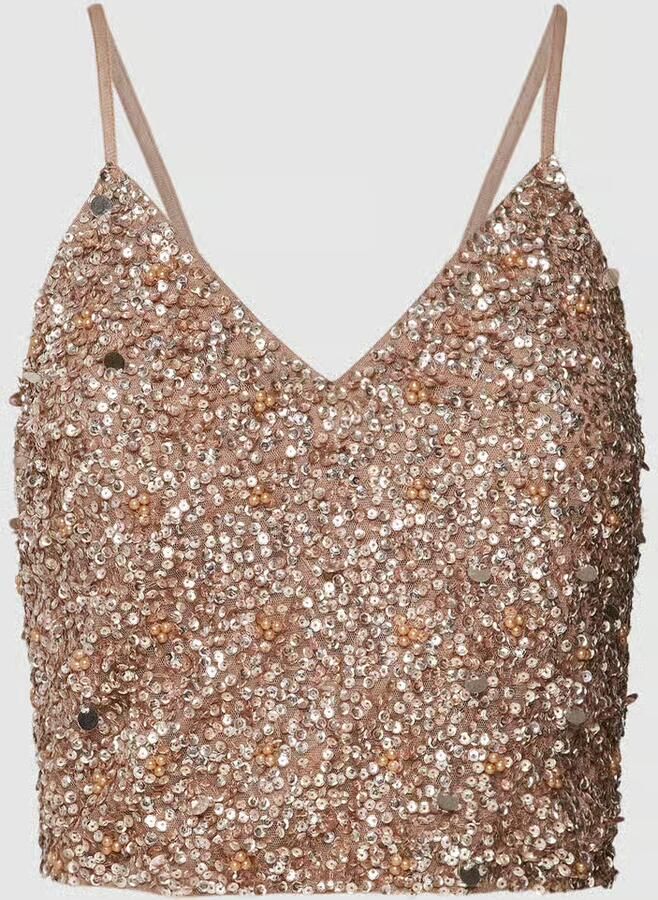 Lace & Beads Korte top met pailletten - Foto 2