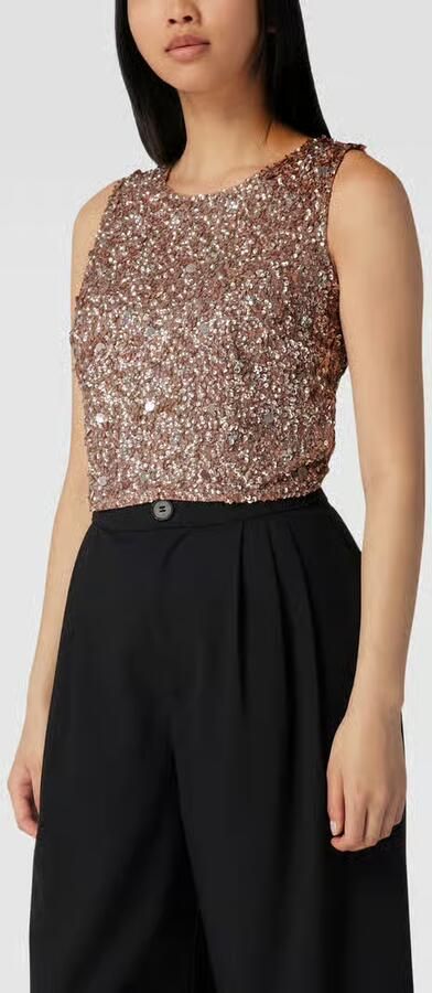Lace & Beads Korte top met pailletten - Foto 3