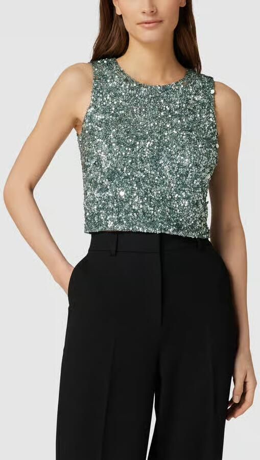 Lace & Beads Korte top met pailletten - Foto 2