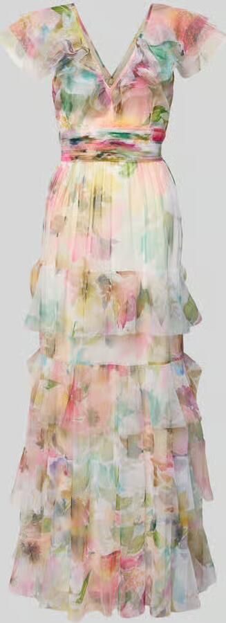 Lace & Beads Maxi-jurk in laagjeslook met tailleband - Foto 2