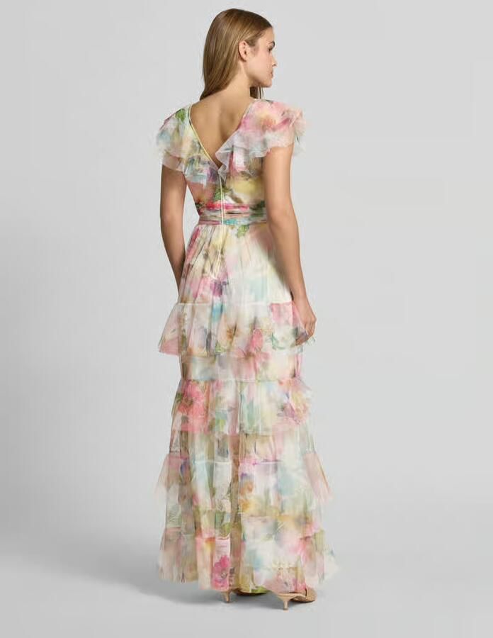 Lace & Beads Maxi-jurk in laagjeslook met tailleband - Foto 2