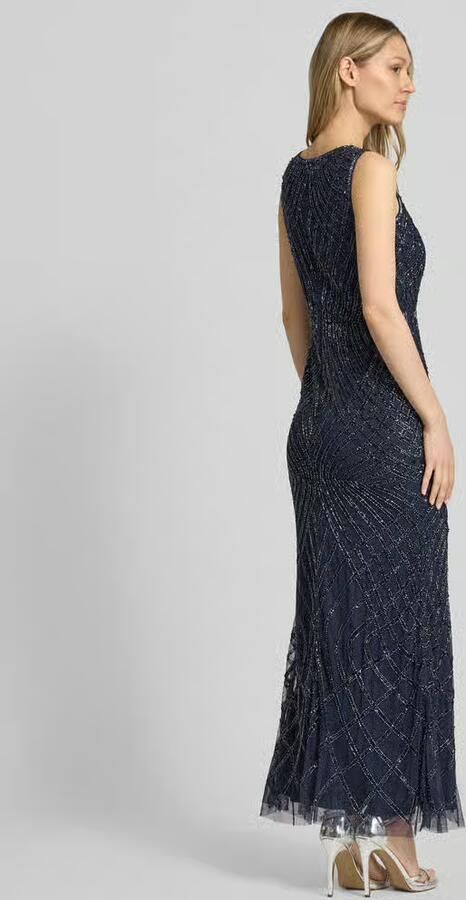 Lace & Beads maxi-jurk met parels en ronde hals