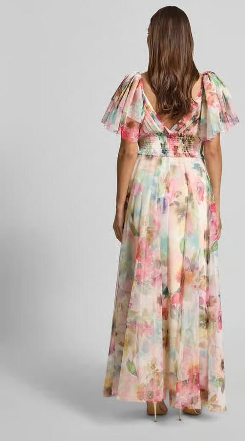 Lace & Beads maxi-jurk met tailleband in all-over look