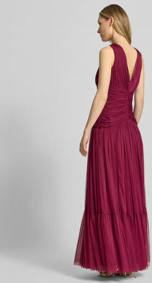 Lace & Beads maxi-jurk van mesh met V-hals