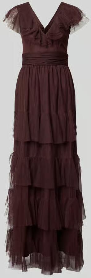Lace & Beads Maxijurk met V-hals en taillestrik - Foto 2
