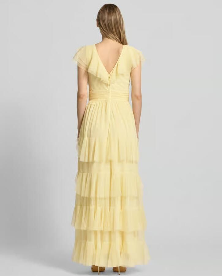 Lace & Beads Maxijurk met V-hals en taillestrik