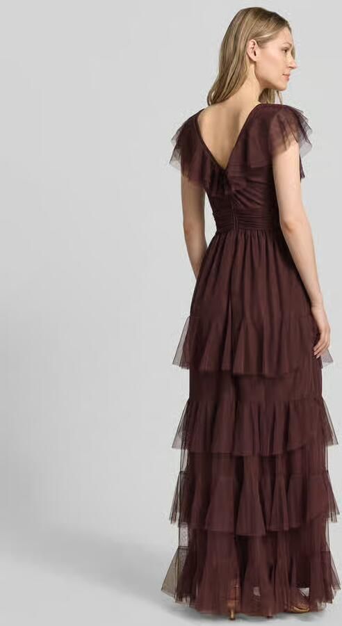 Lace & Beads Maxijurk met V-hals en taillestrik