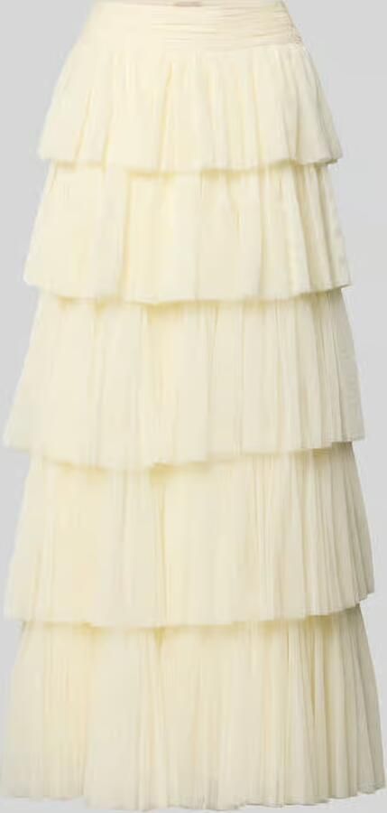 Lace & Beads Maxirok van tule in laagjeslook