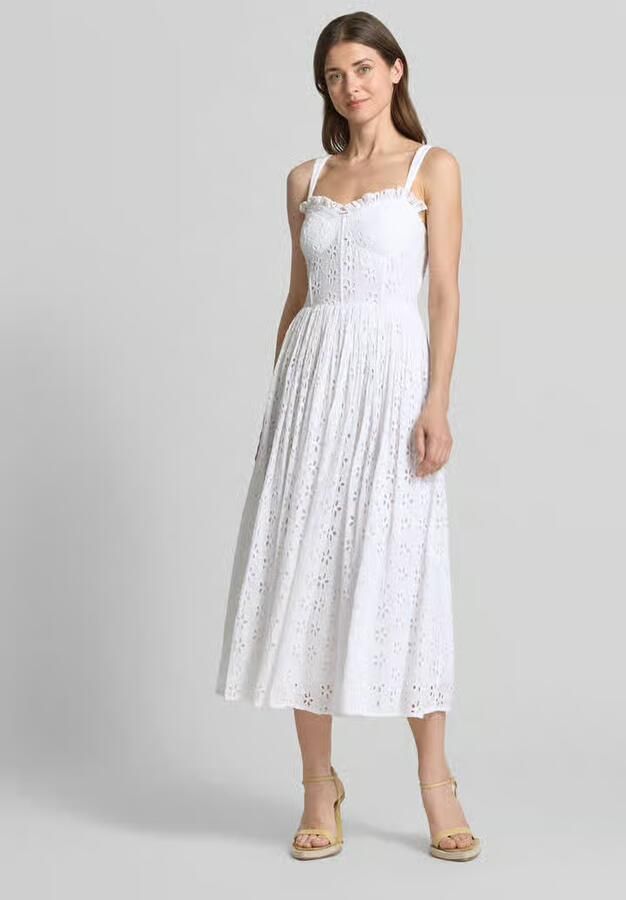 Lace & Beads midi-jurk met all-over broderie anglaise - Foto 3