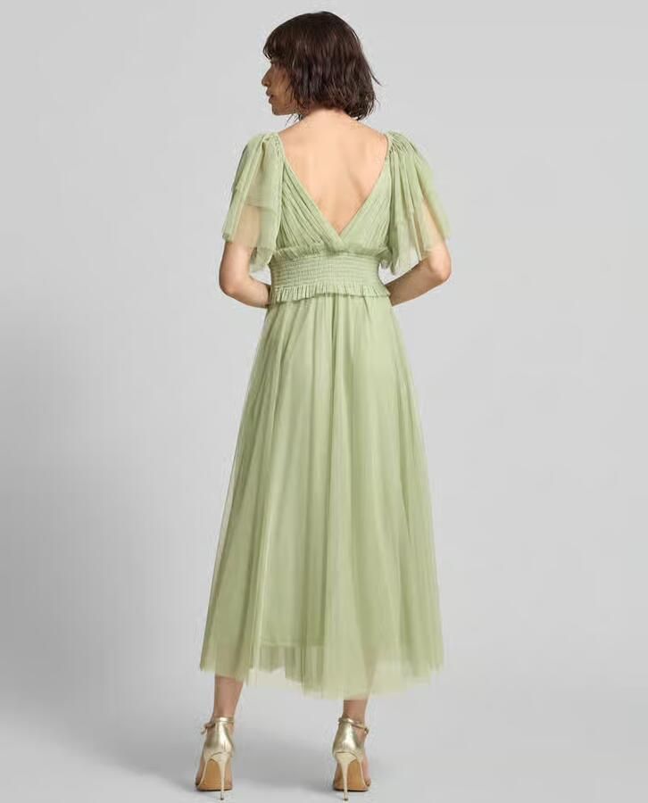 Lace & Beads midi-jurk met smokdetail en V-hals - Foto 2