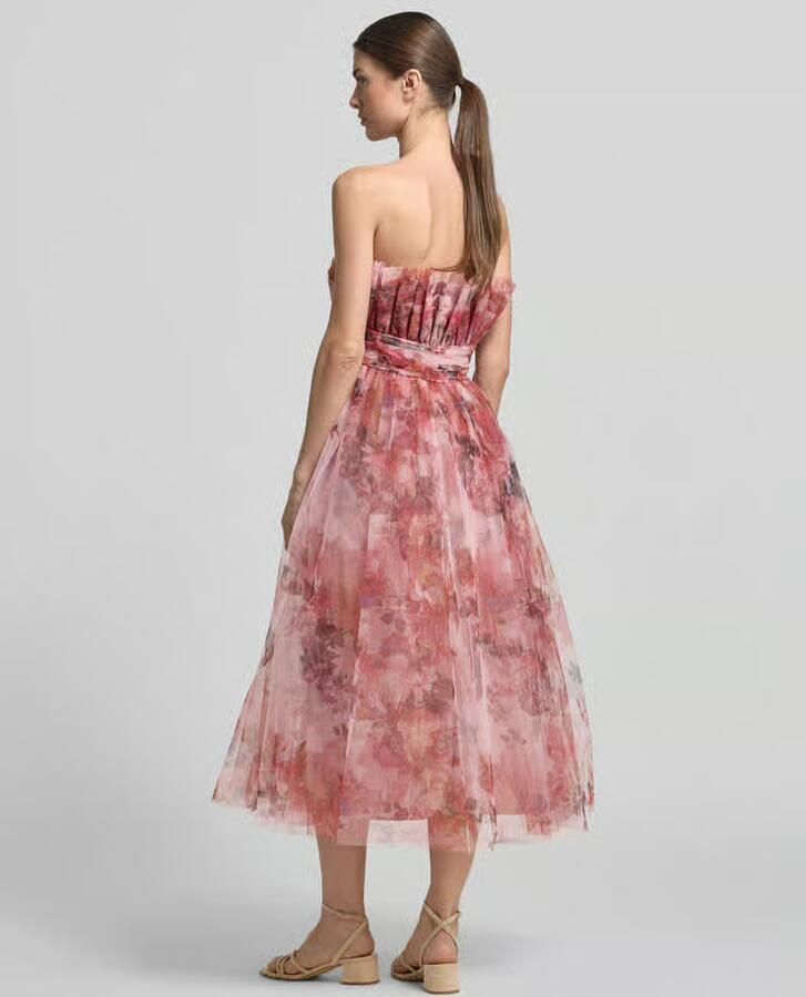 Lace & Beads regular fit midi-jurk met all-over bloemenmotief