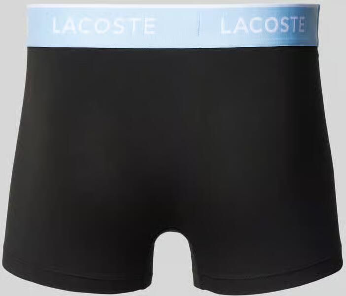Lacoste Boxers 3 Pack Cotton Stretch Logo Trunks Black Light Blue Blue - Foto 3