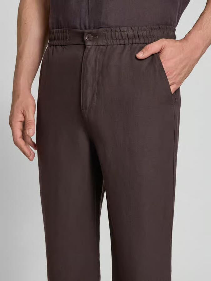 Lacoste broek met rechte pijpen van linnenmix stoffen broek
