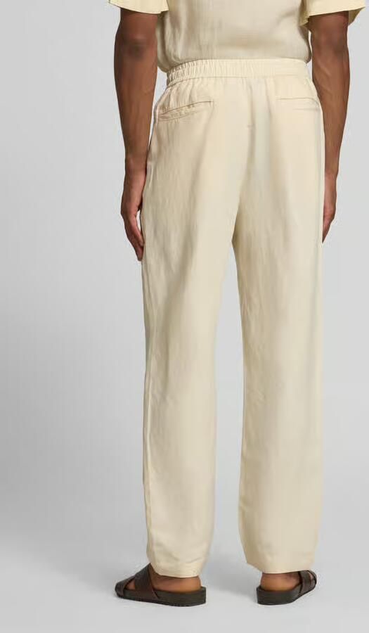 Lacoste broek met rechte pijpen van linnenmix stoffen broek