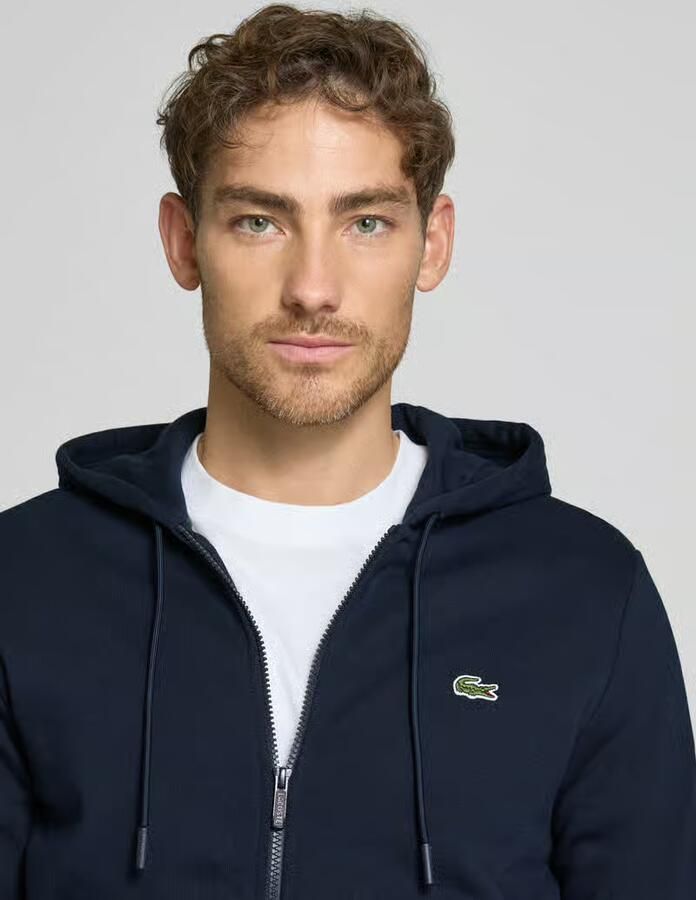 Lacoste Biologische Katoenen Hoodie Iconische Stijl Langdurig Comfort Blue Heren