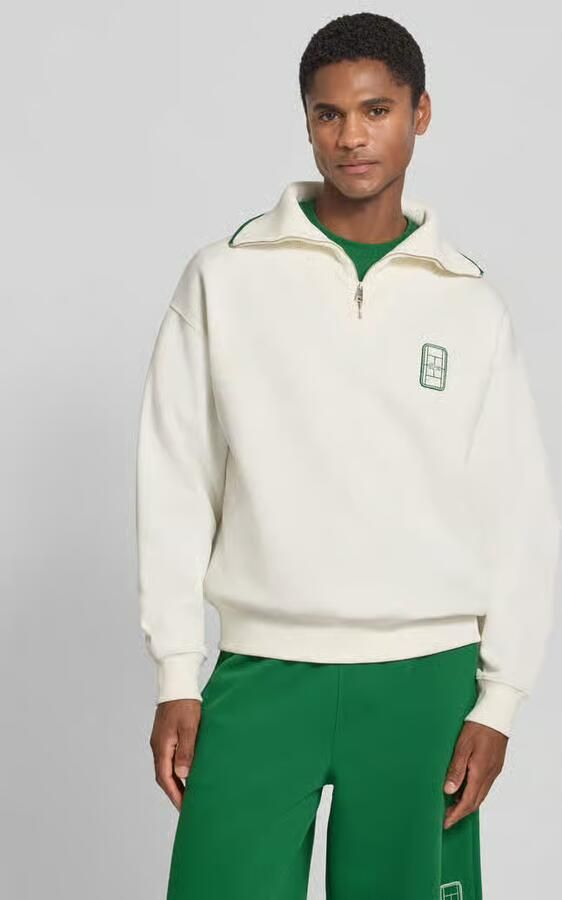 Lacoste Loose fit schipperstrui van katoenmix model 'Tennisc' - Foto 4