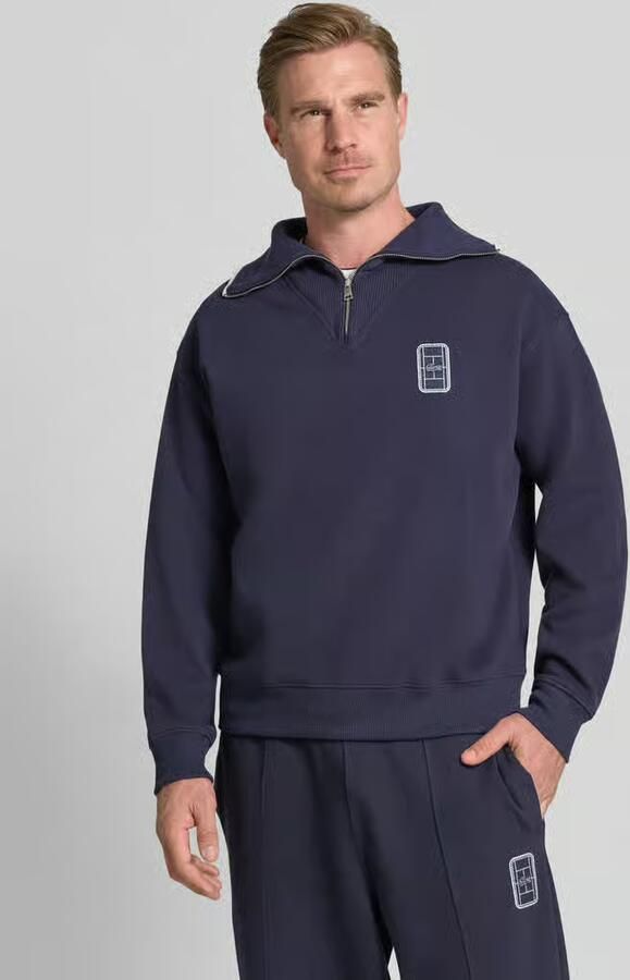 Lacoste Loose fit schipperstrui van katoenmix model 'Tennisc' - Foto 4