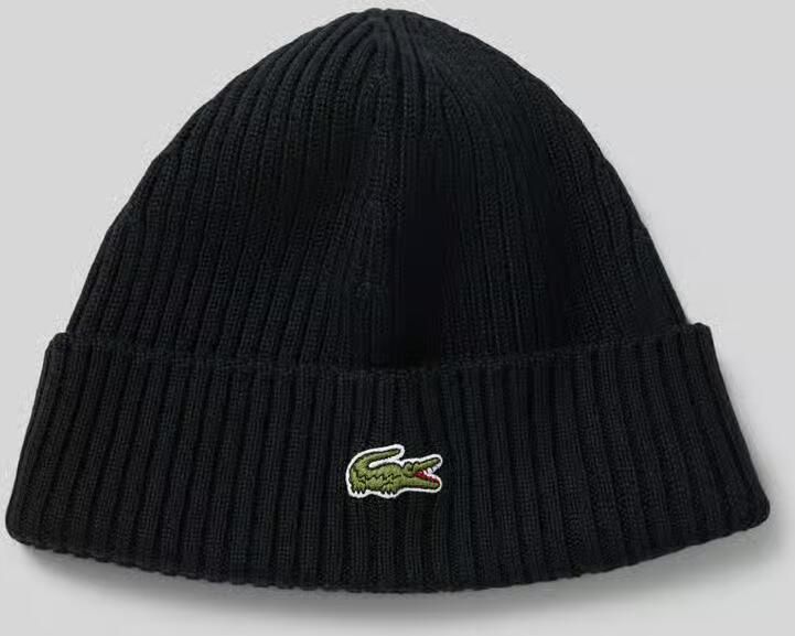 Lacoste Zwarte Geribbelde Handschoenen met Omgeslagen chet Black - Foto 4
