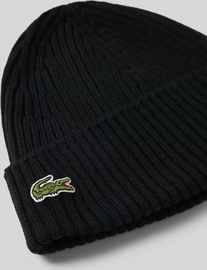 Lacoste Zwarte Geribbelde Handschoenen met Omgeslagen chet Black - Foto 5