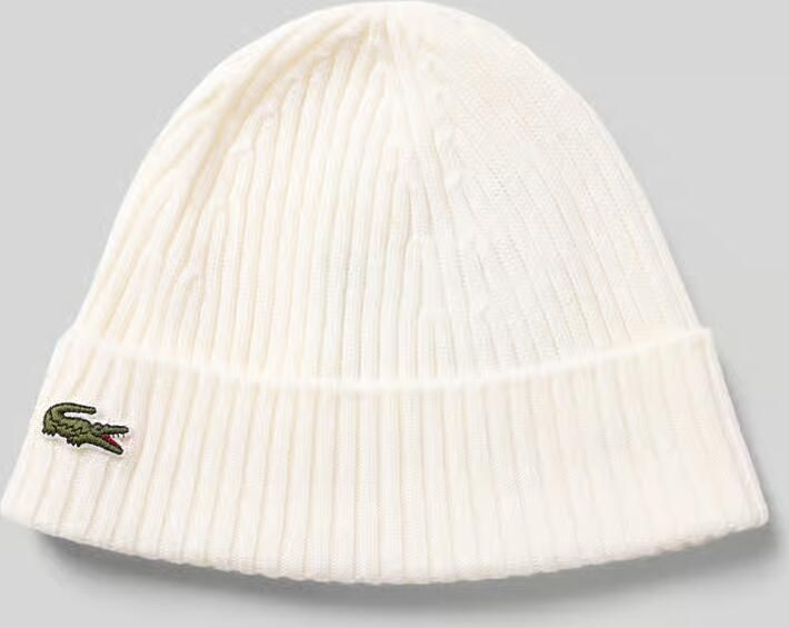 Lacoste Witte Wol Ribgebreide Pet Logo Patch White - Foto 2