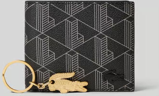 Lacoste Portemonnee met all-over motief model 'Noir Gris'