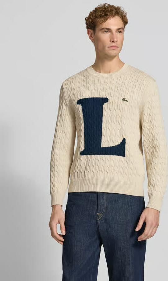 Lacoste Regular fit gebreide pullover van katoenmix - Foto 3