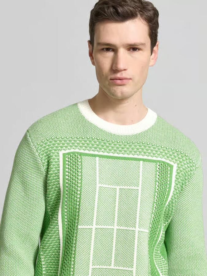 Lacoste regular fit gebreide pullover van katoenmix model 'TENNIS COURT'