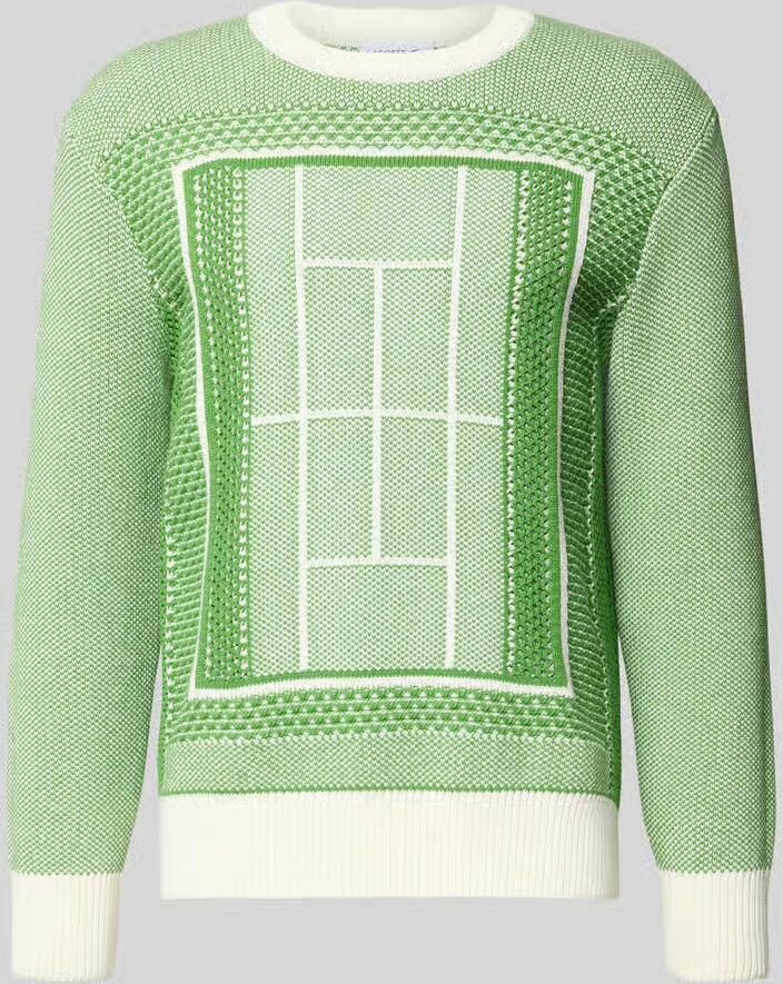 Lacoste regular fit gebreide pullover van katoenmix model 'TENNIS COURT' - Foto 2