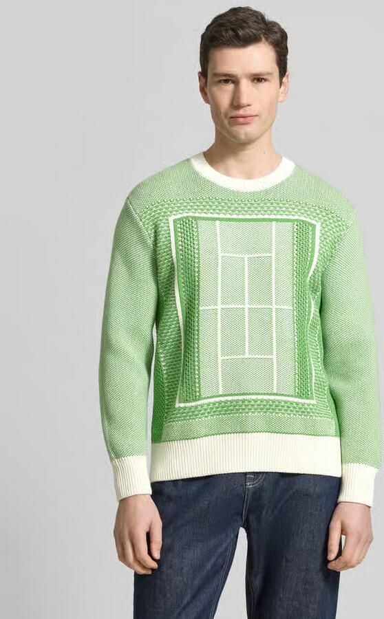 Lacoste regular fit gebreide pullover van katoenmix model 'TENNIS COURT' - Foto 4