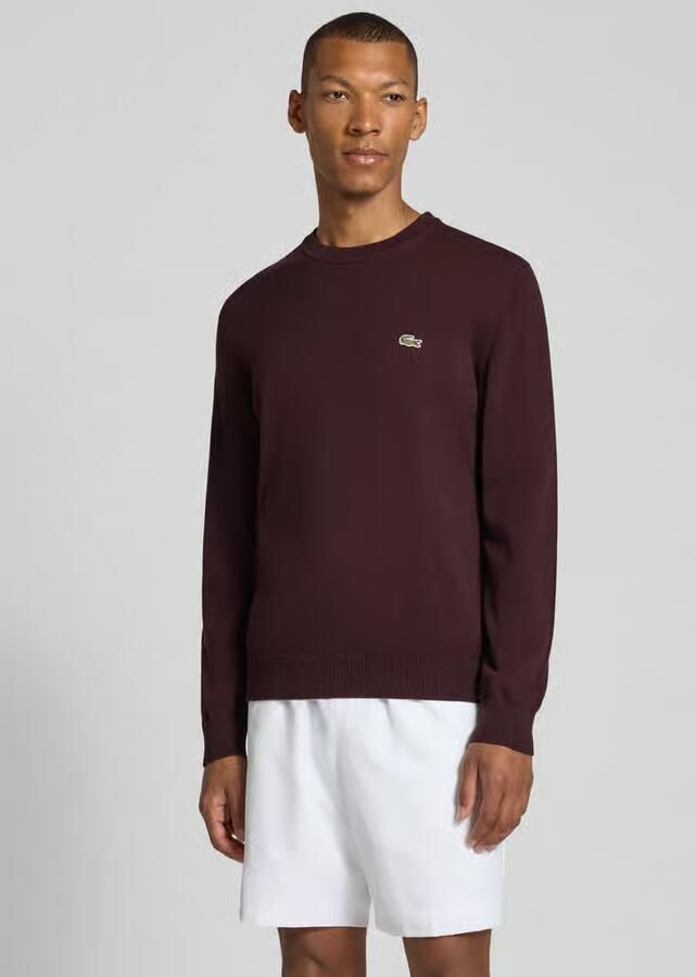 Lacoste regular fit gebreide trui roodbruin - Foto 3