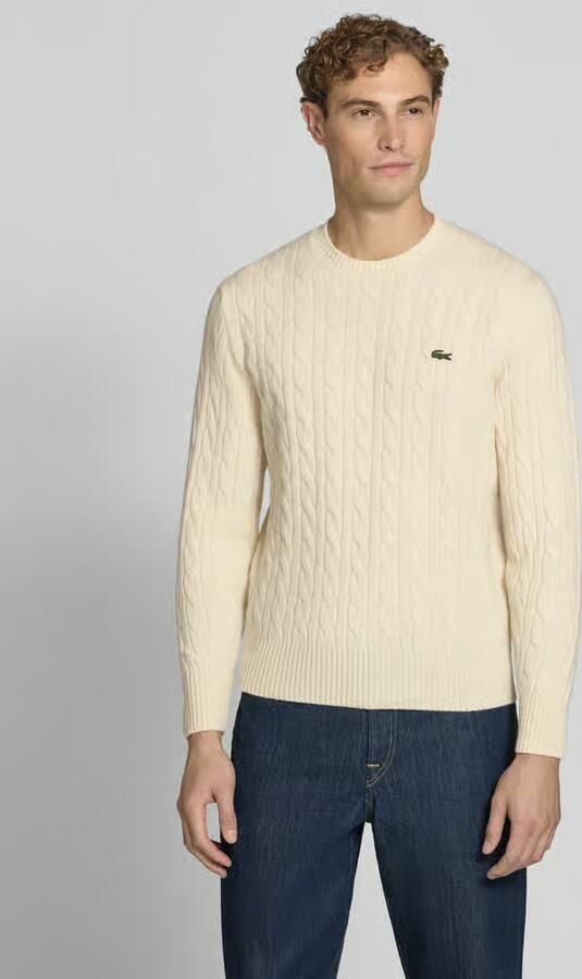 Lacoste Elegante Wintertrui met Gevlochten Details Beige Heren - Foto 7