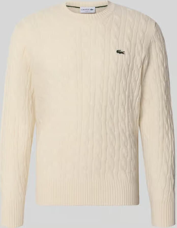 Lacoste Elegante Wintertrui met Gevlochten Details Beige Heren - Foto 4